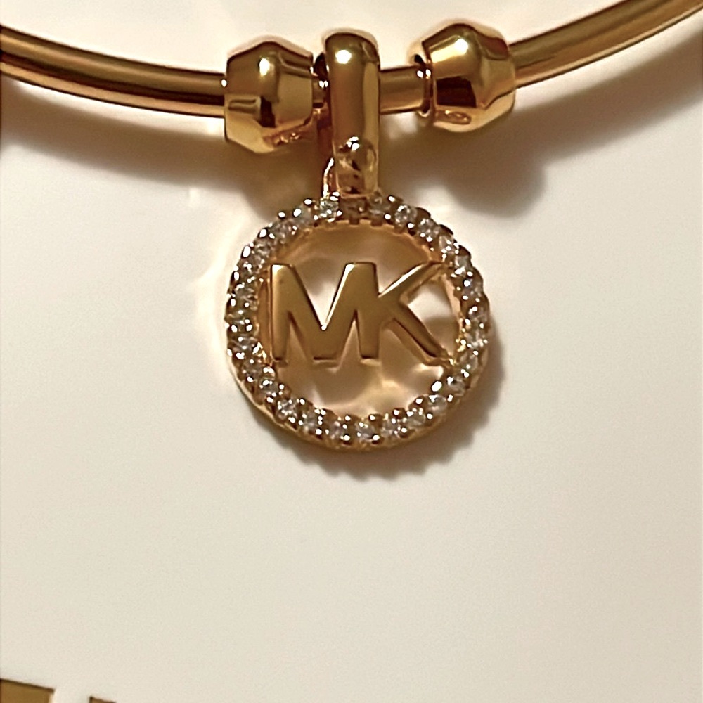 ⚜️MICHAEL KORS®Gorgeous Runway Golden Crystal Round Logo Slider Retail $175⚜️